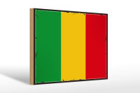 Holzschild Flagge Malis 30x20cm Retro Flag of Mali