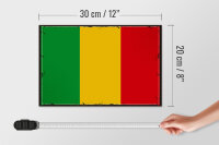 Holzschild Flagge Malis 30x20cm Retro Flag of Mali