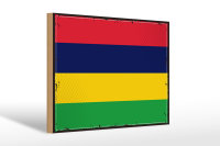Holzschild Flagge Mauritius 30x20cm Retro Flag Mauritius