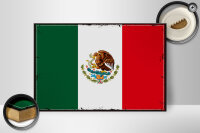 Holzschild Flagge Mexikos 30x20cm Retro Flag of Mexico