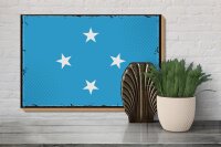 Holzschild Flagge Mikronesiens 30x20cm Micronesia Retro