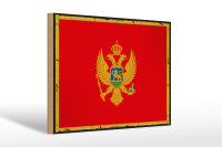 Holzschild Flagge Montenegro 30x20cm Retro Flag Montenegro