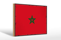 Holzschild Flagge Marokkos 30x20cm Retro Flag of Morocco