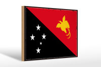 Holzschild Flagge Papua-Neuguinea 30x20cm Retro New Guinea