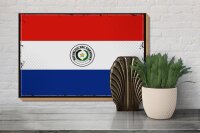Holzschild Flagge Paraguays 30x20cm Retro Flag of Paraguay