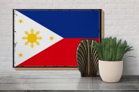 Holzschild Flagge Philippinen 30x20cm Retro Philippines