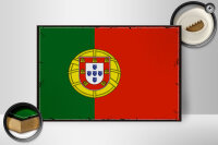 Holzschild Flagge Portugals 30x20cm Retro Flag of Portugal