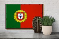 Holzschild Flagge Portugals 30x20cm Retro Flag of Portugal
