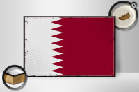 Holzschild Flagge Katars 30x20cm Retro Flag of Qatar