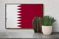 Holzschild Flagge Katars 30x20cm Retro Flag of Qatar