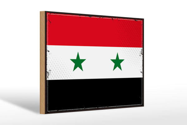 Holzschild Flagge Syriens 30x20cm Retro Flag of Syria