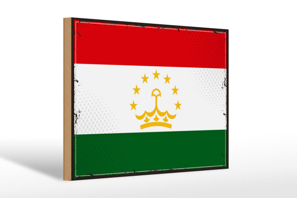 Holzschild Flagge Tadschikistan 30x20cm Retro Tajikistan