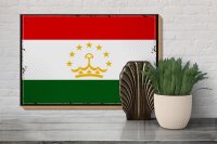 Holzschild Flagge Tadschikistan 30x20cm Retro Tajikistan