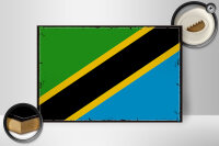 Holzschild Flagge Tansania 30x20cm Retro Flag of Tanzania