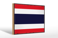 Holzschild Flagge Thailands 30x20cm Retro Flag of Thailand