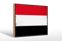 Holzschild Flagge Jemen 30x20cm Retro Flag of Yemen