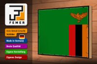 Holzschild Flagge Sambias 30x20cm Retro Flag of Zambia