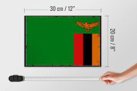 Holzschild Flagge Sambias 30x20cm Retro Flag of Zambia