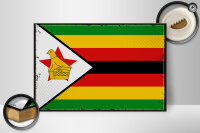 Holzschild Flagge Simbabwes 30x20cm Retro Flag of Zimbabwe