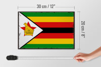 Holzschild Flagge Simbabwes 30x20cm Retro Flag of Zimbabwe