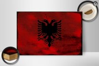 Holzschild Flagge Albanien 30x20cm Flag Albania Rost