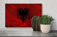 Holzschild Flagge Albanien 30x20cm Flag Albania Rost