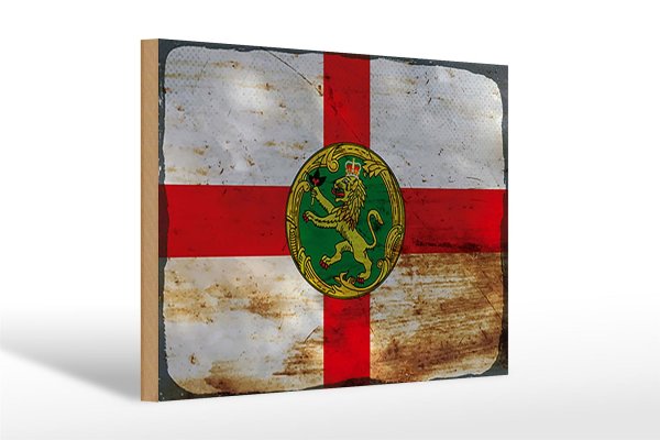 Holzschild Flagge Alderneys 30x20cm Flag Alderney Rost