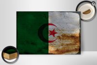 Holzschild Flagge Algerien 30x20cm Flag Algeria Rost