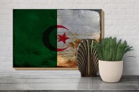 Holzschild Flagge Algerien 30x20cm Flag Algeria Rost