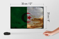 Holzschild Flagge Algerien 30x20cm Flag Algeria Rost