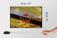 Holzschild Flagge Bruneis 30x20cm Flag of Brunei Rost
