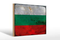 Holzschild Flagge Bulgariens 30x20cm Flag Bulgaria Rost