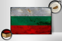 Holzschild Flagge Bulgariens 30x20cm Flag Bulgaria Rost