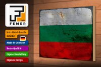 Holzschild Flagge Bulgariens 30x20cm Flag Bulgaria Rost