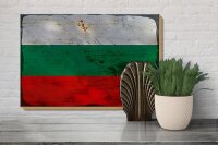 Holzschild Flagge Bulgariens 30x20cm Flag Bulgaria Rost