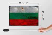Holzschild Flagge Bulgariens 30x20cm Flag Bulgaria Rost
