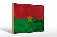 Holzschild Flagge Burkina Fasos 30x20cm Burkina Faso Rost