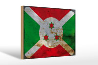 Holzschild Flagge Burundis 30x20cm Flag of Burundi Rost