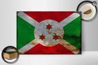 Holzschild Flagge Burundis 30x20cm Flag of Burundi Rost