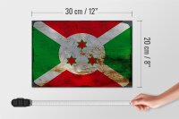 Holzschild Flagge Burundis 30x20cm Flag of Burundi Rost
