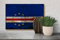 Holzschild Flagge Kap Verde 30x20cm Flag Cape Verde Rost