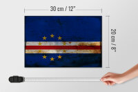 Holzschild Flagge Kap Verde 30x20cm Flag Cape Verde Rost