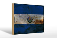 Holzschild Flagge El Salvadors 30x20cm El Salvador Rost