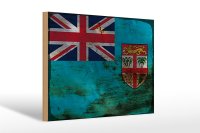 Holzschild Flagge Fidschi 30x20cm Flag of Fiji Rost