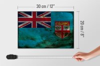 Holzschild Flagge Fidschi 30x20cm Flag of Fiji Rost