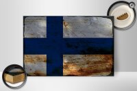 Holzschild Flagge Finnland 30x20cm Flag of Finland Rost