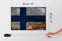 Holzschild Flagge Finnland 30x20cm Flag of Finland Rost