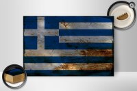 Holzschild Flagge Griechenland 30x20cm Flag Greece Rost