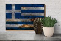 Holzschild Flagge Griechenland 30x20cm Flag Greece Rost