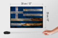 Holzschild Flagge Griechenland 30x20cm Flag Greece Rost